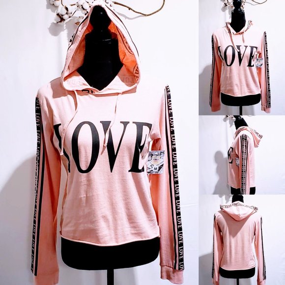 On Fire Tops - Love pink and black hoodie size M🦄💋